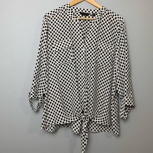 Investments II 3/4 Sleeve Black & White Blouse NWT